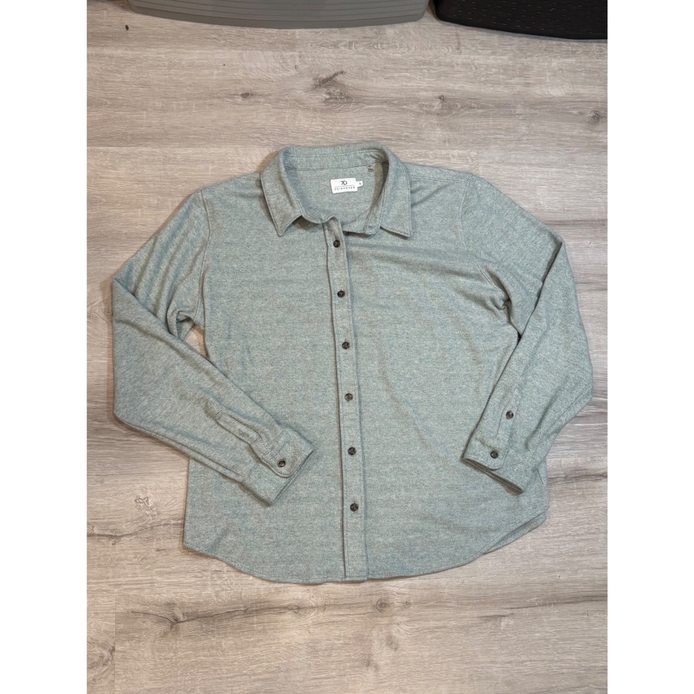 7 Diamonds Womens XL Sage Green Heathered Knit‎ Long Sleeve Button Down Shirt
